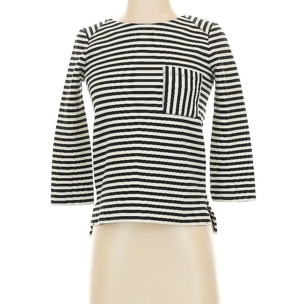Madewell Striped Black & White 3/4 Sleeve Women's Top